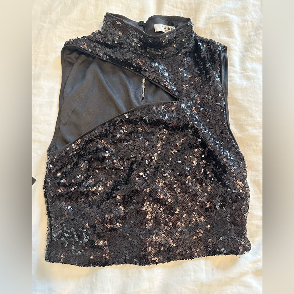Black Cutout NA-KD Sequin Top